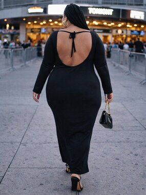 BLACK - Tie back maxi DRESS